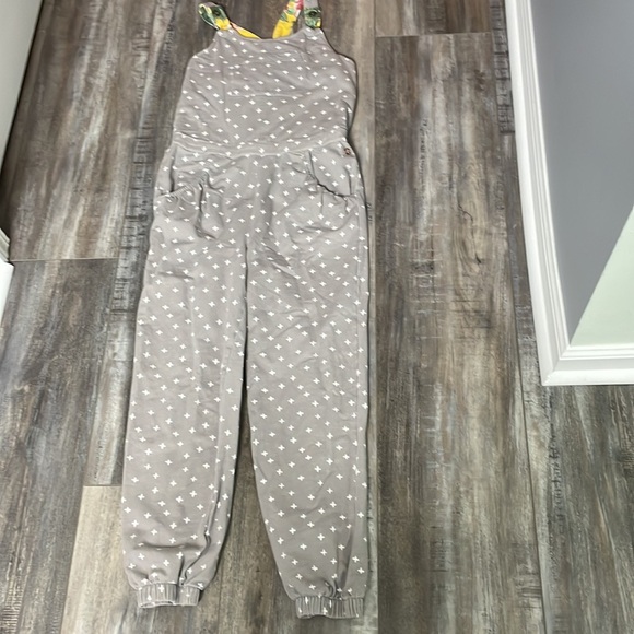 Matilda Jane Gray White Yellow Floral Stardust Overalls - Picture 3 of 8
